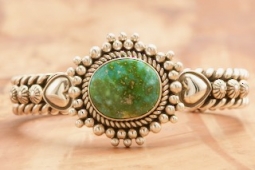Artie Yellowhorse Genuine Sonoran Gold Turquoise Sterling Silver Rising Sun Bracelet